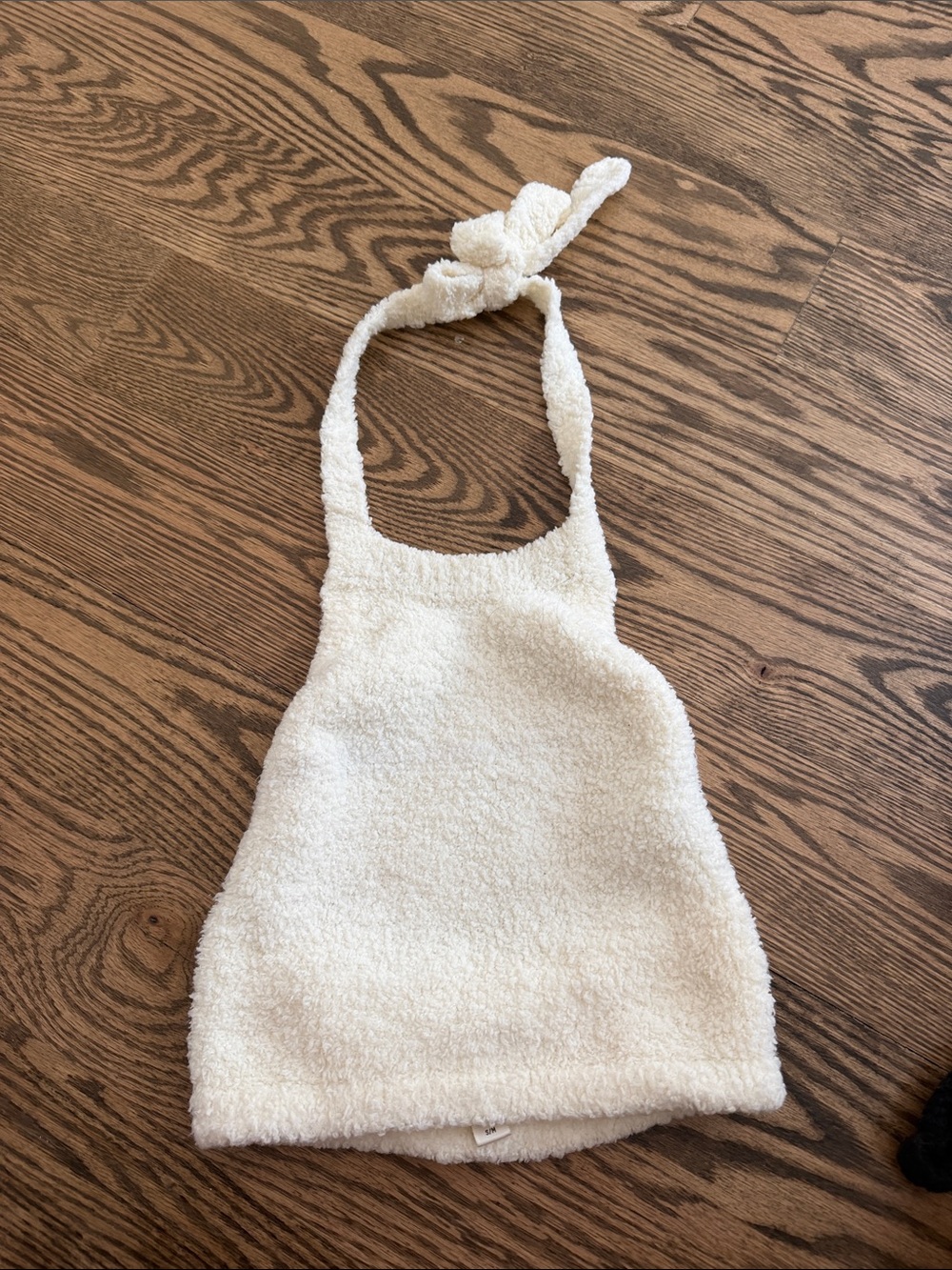 SKIMS Cream Fuzzy Halter Top with Tie Strap